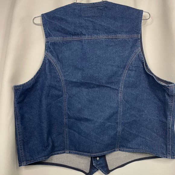 VTG Wrangler denim western vest w/ front pockets sz XXL - Picture 10 of 12